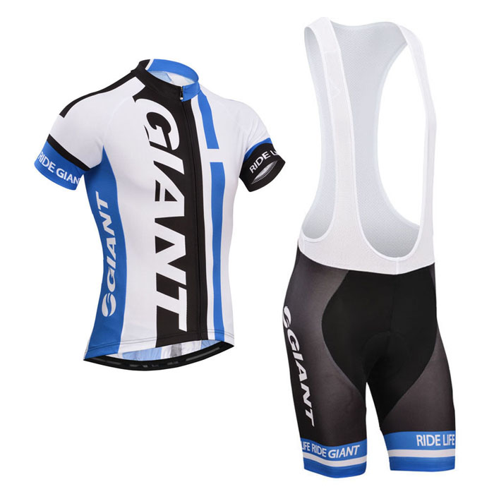 2014 Maillot Giant Blanco Azul Tirantes Mangas Cortas