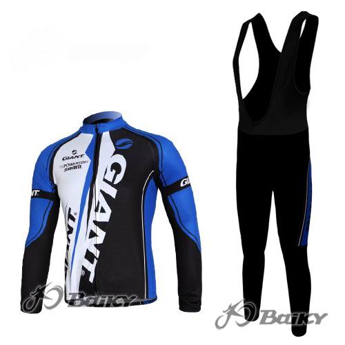 Maillot Giant Sram Azul Negro Mangas Larga tirantes