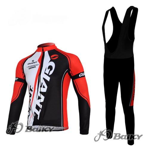 Maillot Giant Sram Negro Rojo Mangas Larga Tirantes