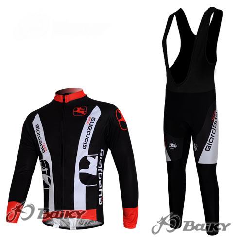 Maillot Giordana Negro Blanco Mangas Larga Tirantes