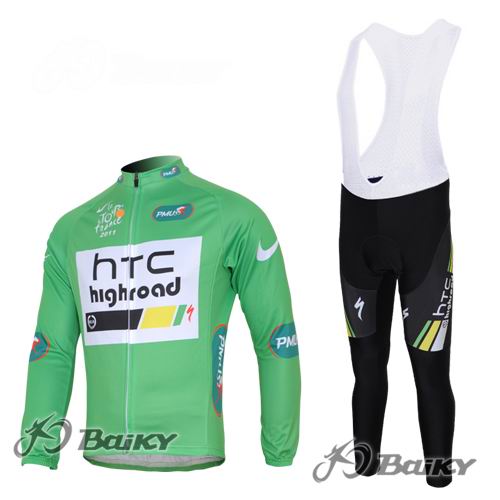 HTC Highroad Maillot Mangas Larga Verde Tirantes