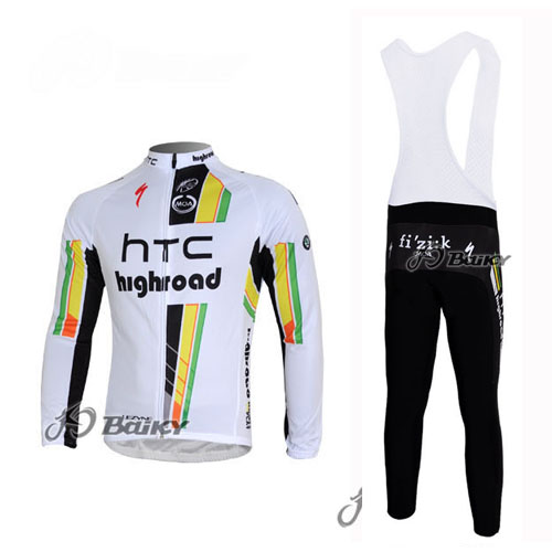 HTC Highroad Maillot Mangas Larga Blanco Tirantes