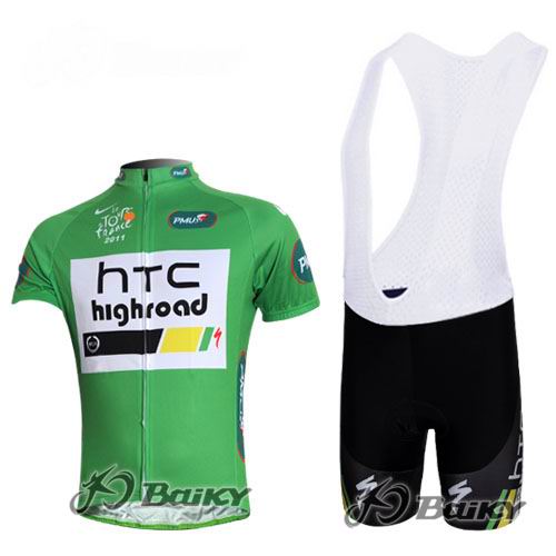 HTC Highroad Maillot Mangas Cortas Verde Tirantes