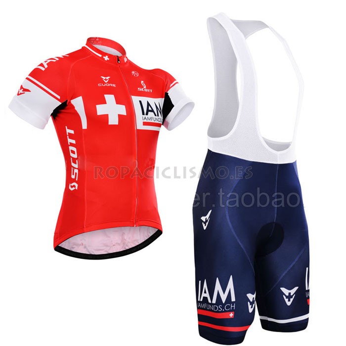 2015 Maillot IAM Mangas Cortas Tirantes Rouge