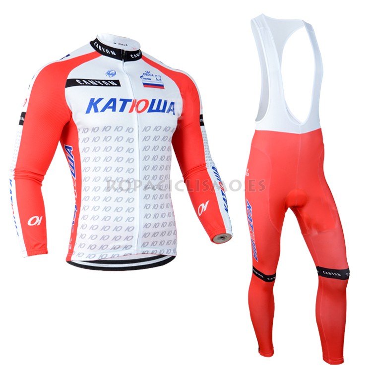 2014 Maillot Katusha tirantes mangas largas