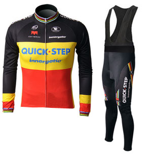 2013 Maillot quick step mangas largas tirantes