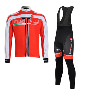 Maillot Castelli Mangas Largas Tirantes Rojo