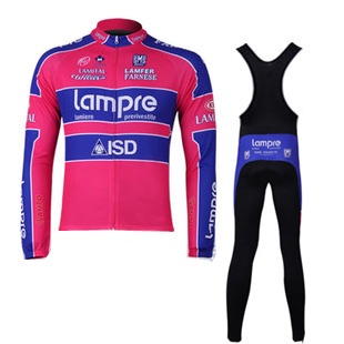 Maillot lampre mangas largas tirantes rojo