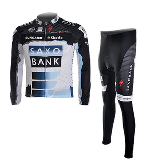 Maillot saxobank mangas largas blanco negro