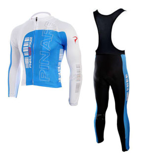 Maillot pinarello azul mangas largas tirantes