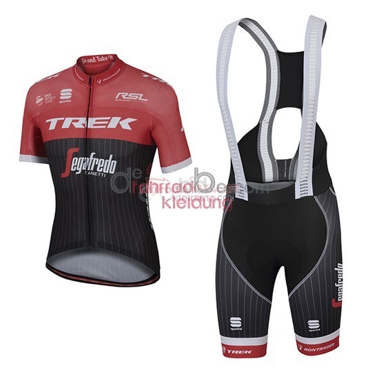 2017 Maillot Trek Segafredo Mangas Cortas Negro Y rojo