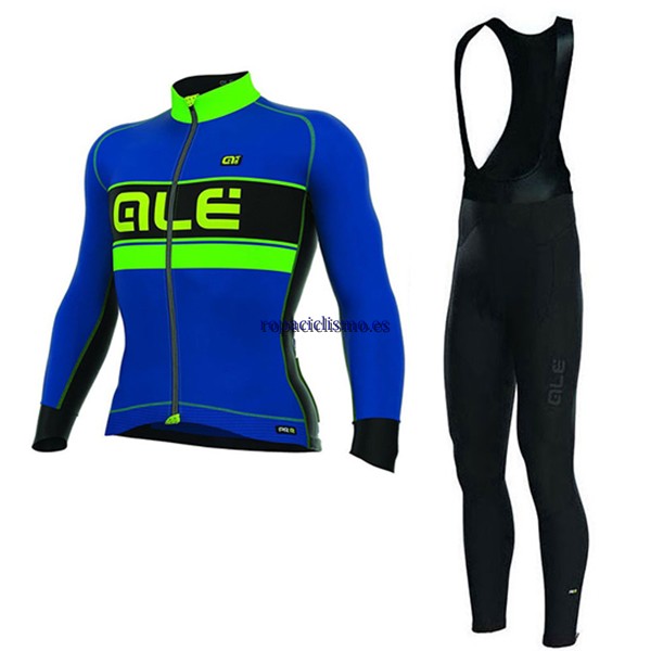 2017 Maillot ALE Bering Tirantes Mangas Largas Azul y Verde