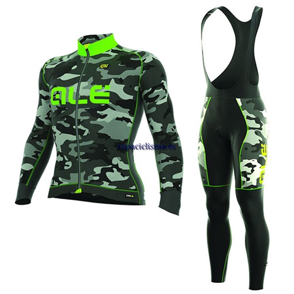 2017 Maillot ALE Camo Tirantes Mangas Largas Verde y negro