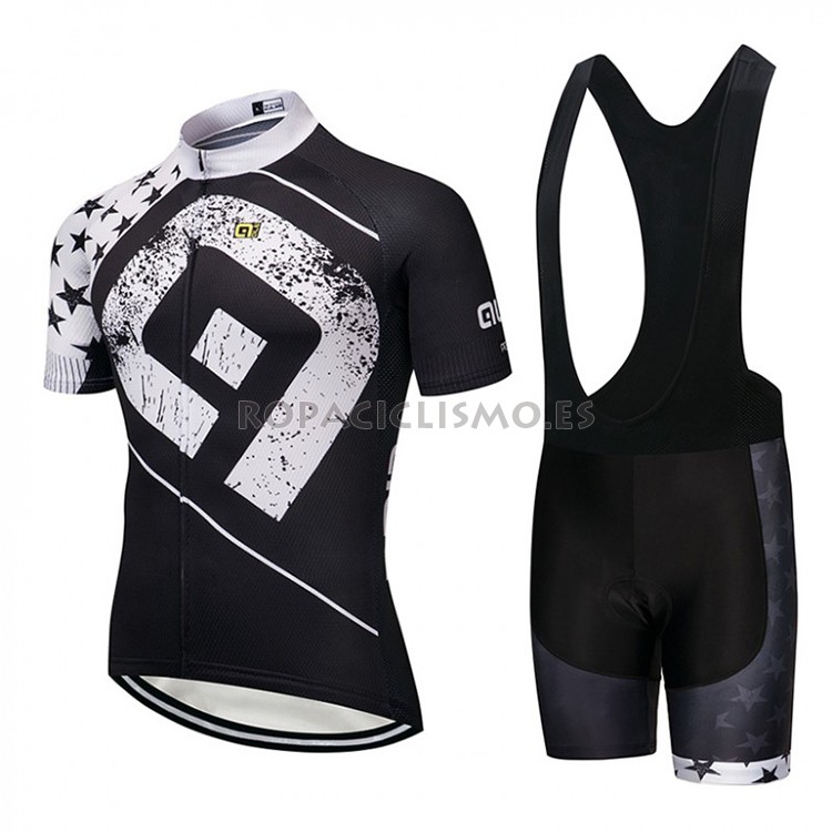 2018 Maillot ALE Tirantes Mangas Cortas Negro y Blanco