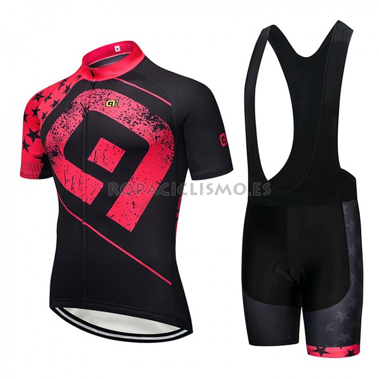 2018 Maillot ALE Tirantes Mangas Cortas Negro y Rosa