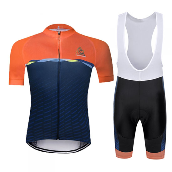 2019 Maillot Chomir Tirantes Mangas Cortas Naranja Spento Azul