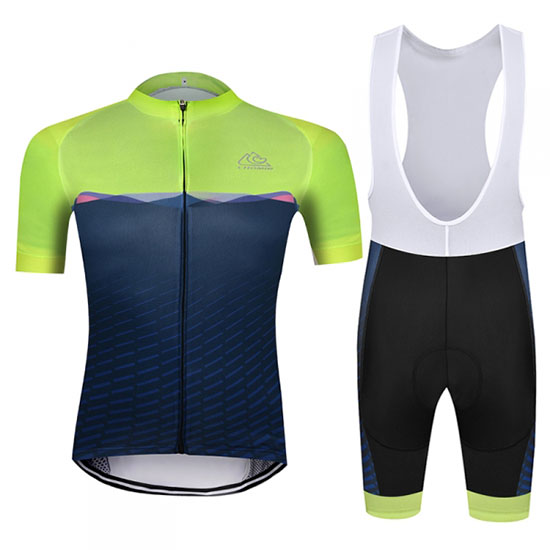 2019 Maillot Chomir Tirantes Mangas Cortas Verde Spento Azul