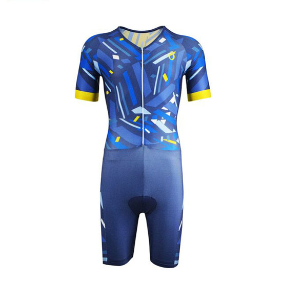 2019 Maillot Emonder-triathlon Tirantes Mangas Cortas Azul Amarillo