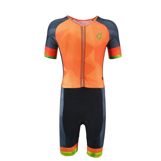 2019 Maillot Emonder-triathlon Tirantes Mangas Cortas Naranja Gris Negro