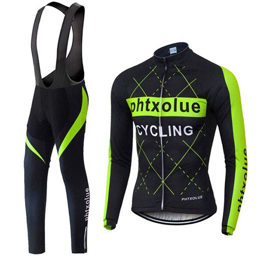 2019 Maillot Phtxolue Tirantes Mangas Largas Negro Verde