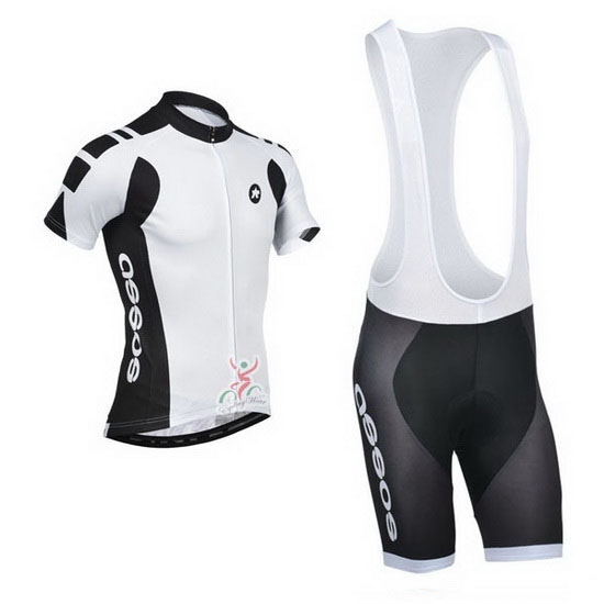 2014 Maillot Assos Tirantes Mangas Cortas blanco Y negro