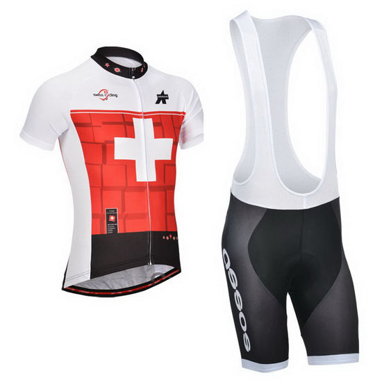 2014 Maillot Assos Tirantes Mangas Cortas blanco Y rojo