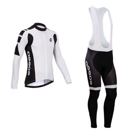 2014 Maillot Assos Tirantes Mangas Largas blanco Y negro