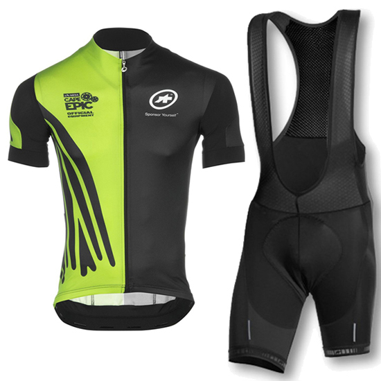 2016 Maillot Assos Tirantes Mangas Cortas negro Y verde