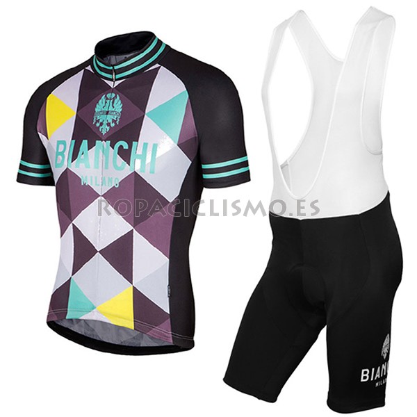 2017 Maillot Bianchi Milano Aviolo tirantes mangas cortas negro