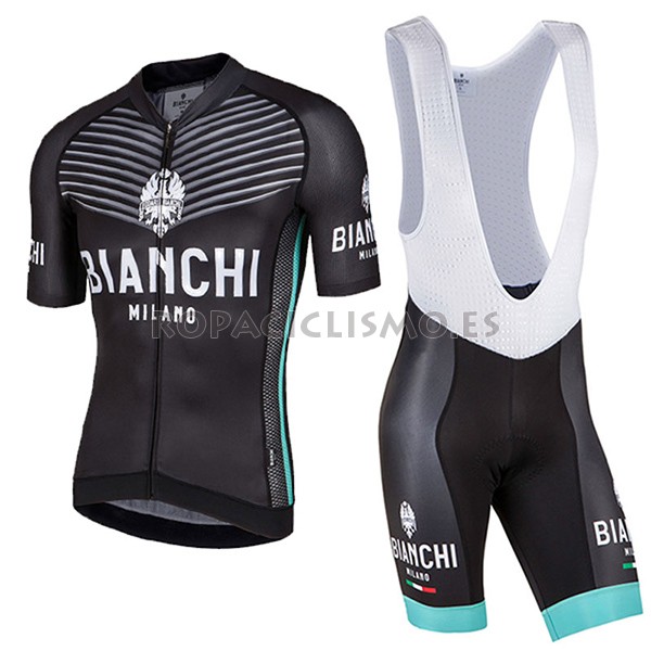 2017 Maillot Bianchi Milano Ceresole tirantes mangas cortas negr