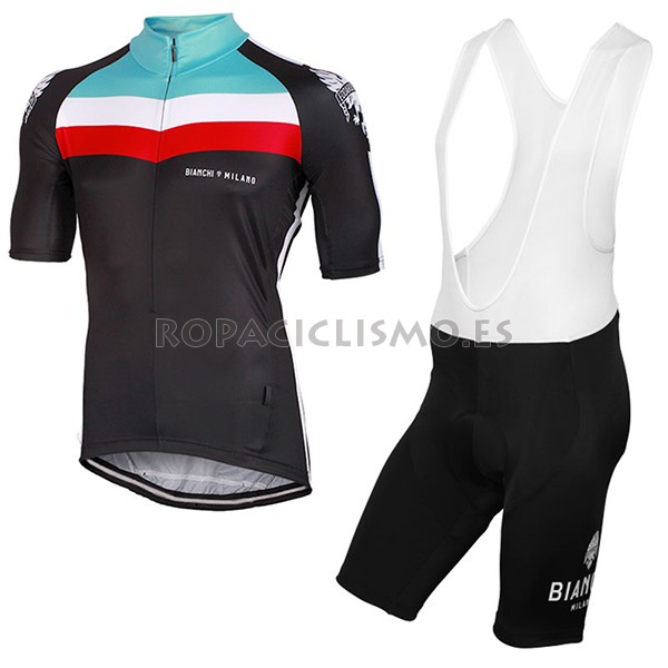 2017 Maillot Bianchi Milano Chorei tirantes mangas cortas negro