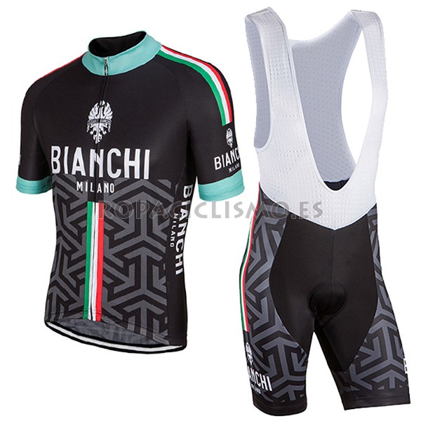 2017 Maillot Bianchi Milano Pride tirantes mangas cortas negro