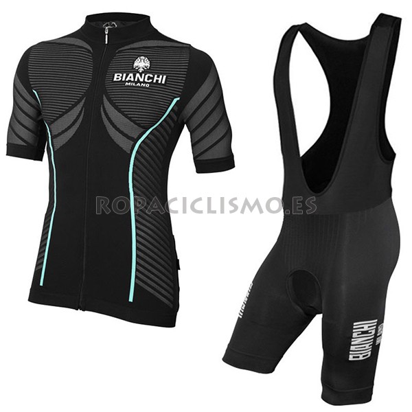 2017 Maillot Bianchi Milano Tago tirantes mangas cortas negro