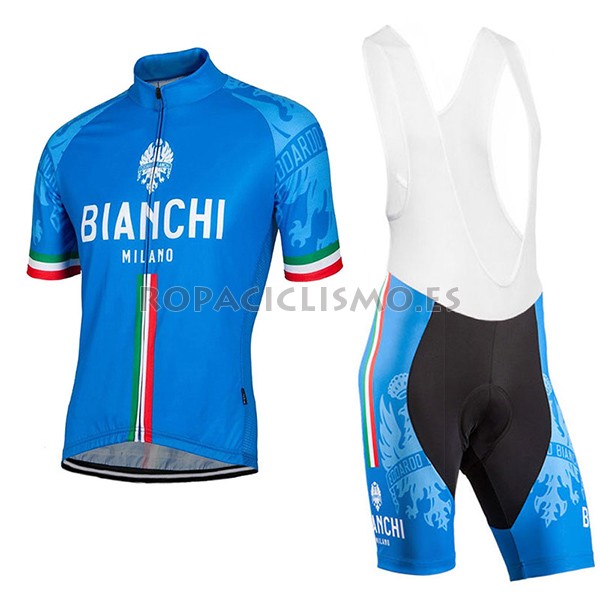 2017 Maillot Bianchi Milano tirantes mangas cortas azul