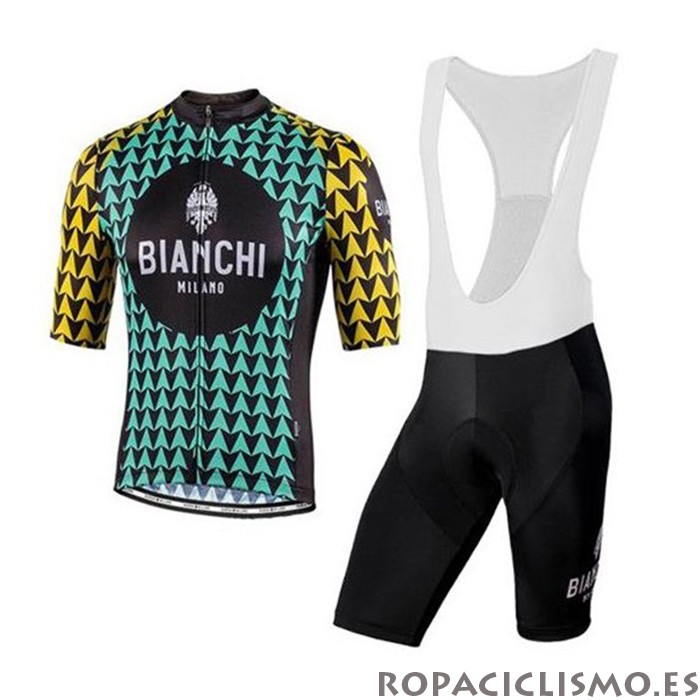 2020 Maillot Bianchi Tirantes Mangas Cortas Negro Azul Amarillo