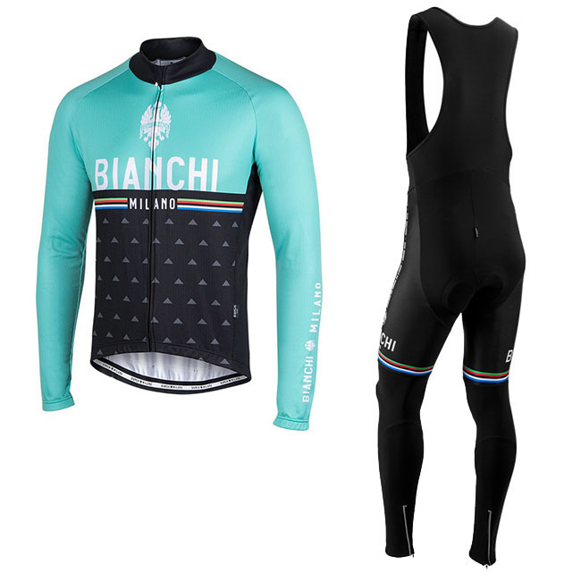 Maillot Bianchi Milano Nalles Tirantes Mangas Largas Azul Negro