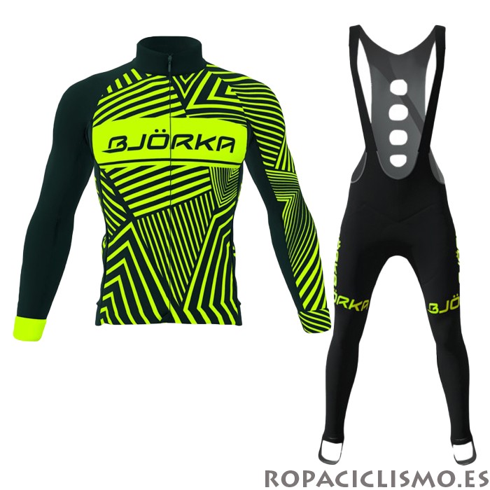 2021 Maillot Bjorka Tirantes Mangas Largas Amarillo