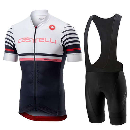 2019 Maillot Castelli Free AR 4.1 Tirantes Mangas Cortas Blanco Negro