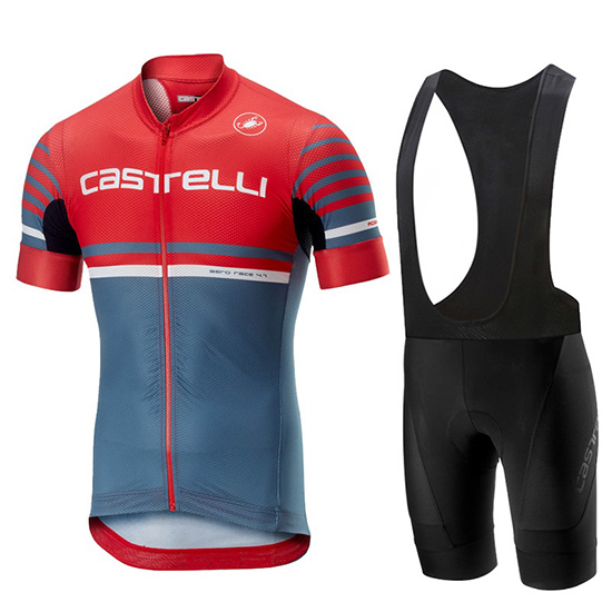 2019 Maillot Castelli Free AR 4.1 Tirantes Mangas Cortas Rojo Gris