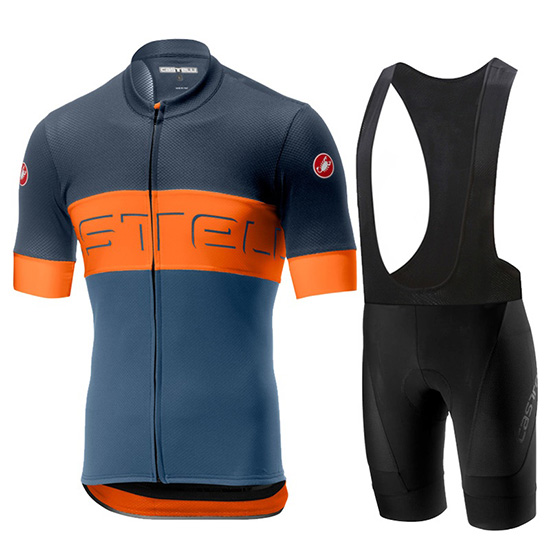 2019 Maillot Castelli Prologo 6 Tirantes Mangas Cortas Gris Naranja