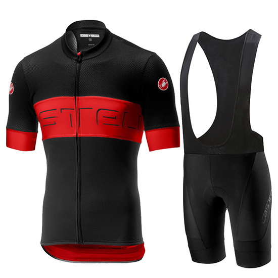 2019 Maillot Castelli Prologo 6 Tirantes Mangas Cortas Negro Rojo