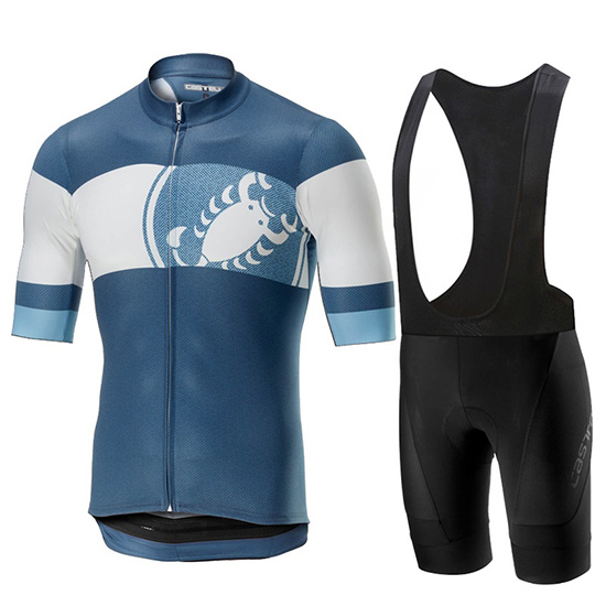 2019 Maillot Castelli Ruota Tirantes Mangas Cortas Azul Blanco