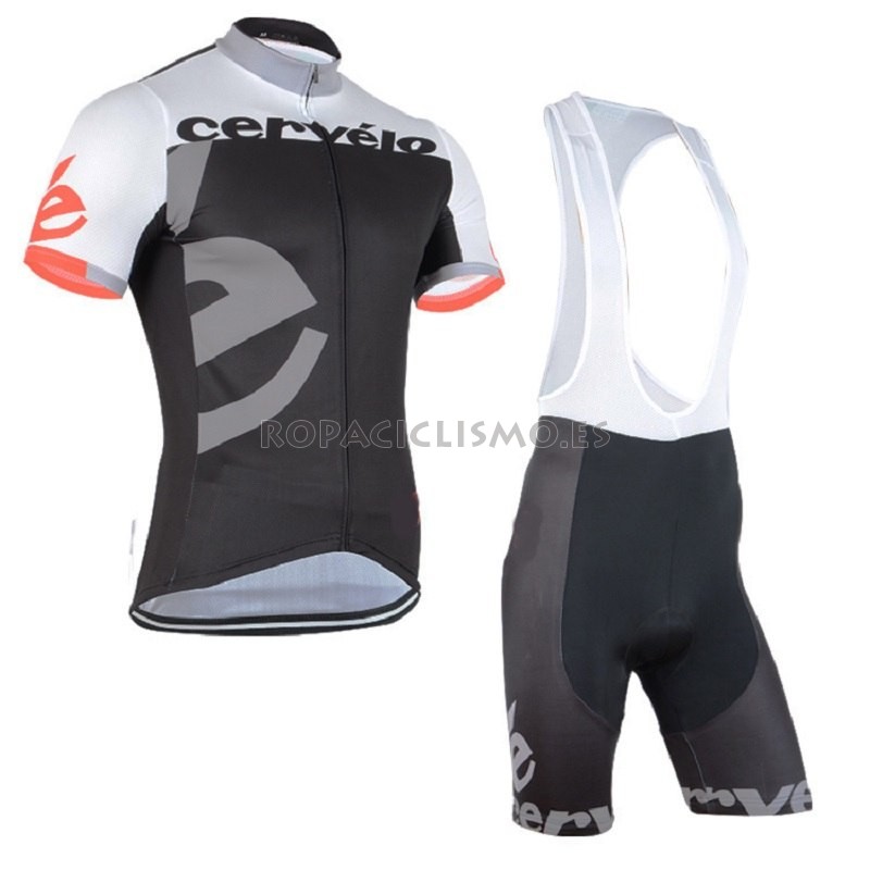 2018 Maillot Cervelo Tirantes Mangas Cortas Gris Negro