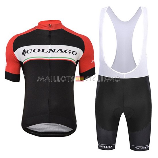 2019 Maillot Colnago Tirantes Mangas Cortas Blanco Negro Rojo