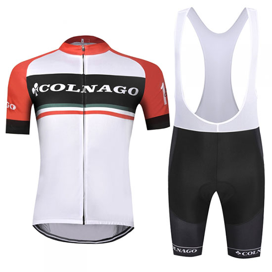 2019 Maillot Colnago Tirantes Mangas Cortas Blanco Rojo