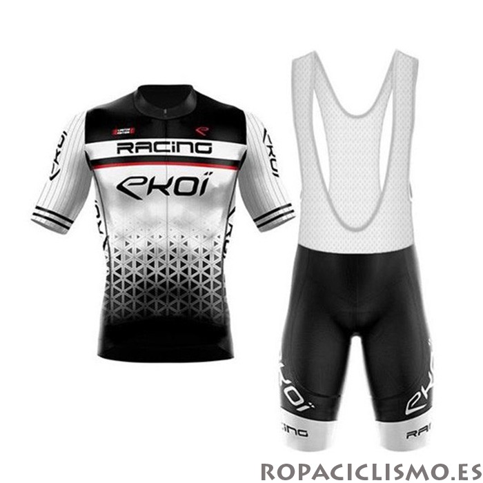 2020 Maillot EKOI Tirantes Mangas Cortas Blanco Negro