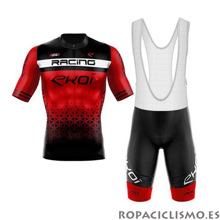 2020 Maillot EKOI Tirantes Mangas Cortas Negro Rojo