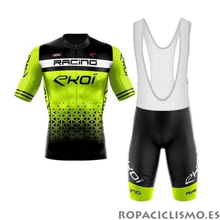 2020 Maillot EKOI Tirantes Mangas Cortas Negro Verde