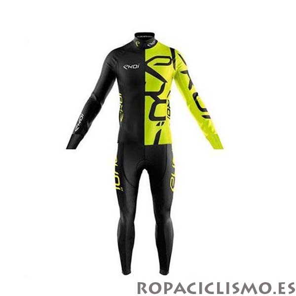 2020 Maillot EKOI Tirantes Mangas Largas Negro Amarillo