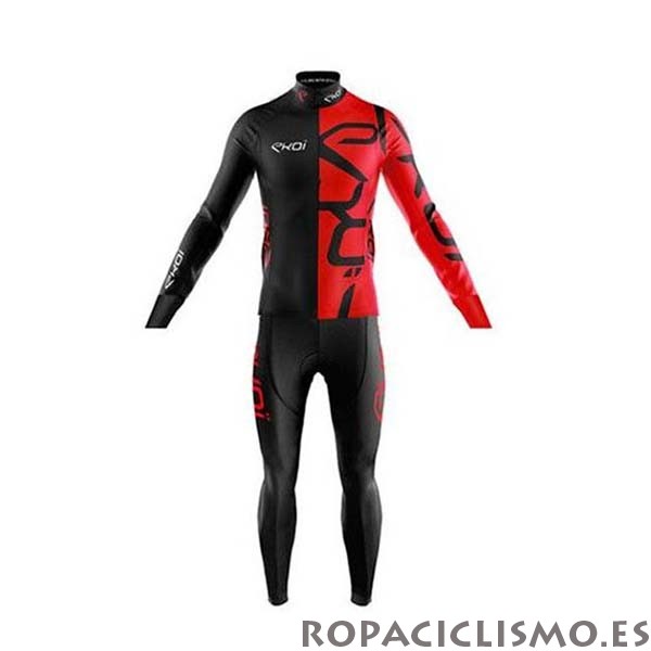 2020 Maillot EKOI Tirantes Mangas Largas Negro Rojo